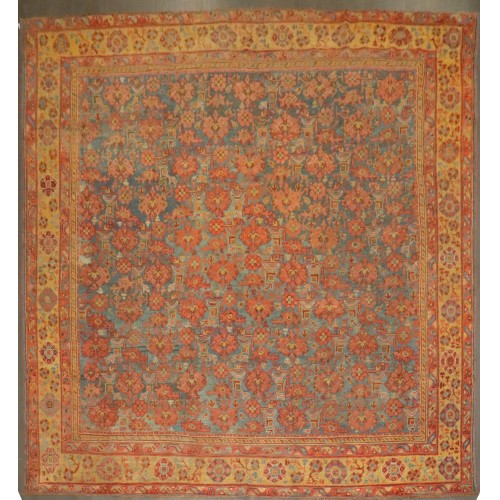 Square Antique Turkish Oushak Rug No. j4145