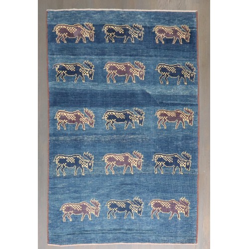 Blue Turkish Goat Accent Rug No. j4190