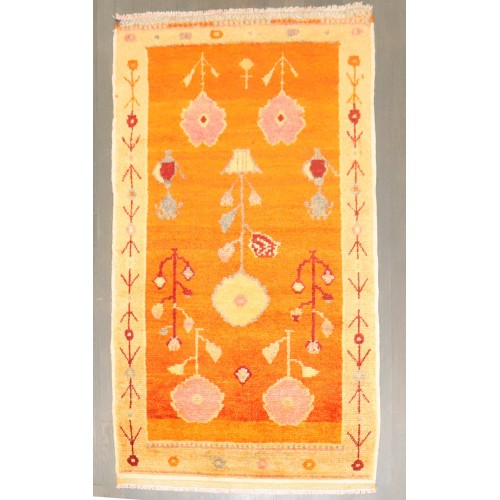 Bright Orange Floral Anatolian Rug No. j4232