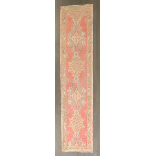 Narrow Antique Turkish Oushak Runner No. j4255