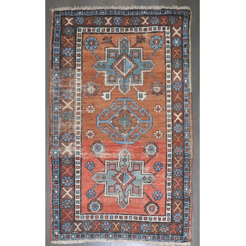 Worn Persian Antique Heriz Rug No. j4264