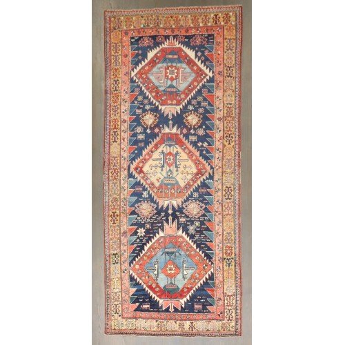 Tribal Geometric Antique Karabagh  Gallery Runner No. j4280