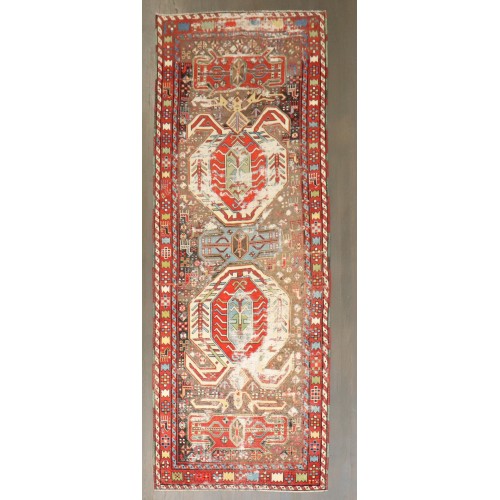 Worn Lenkoran Antique Caucasian Runner No. j4282