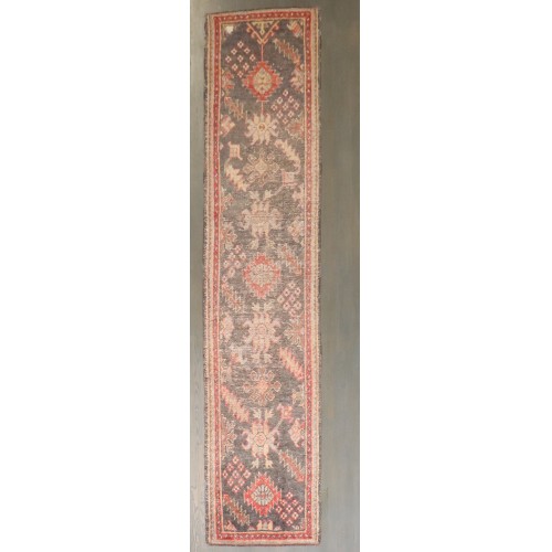 Brown Antique Turkish Oushak Runner No. j4284