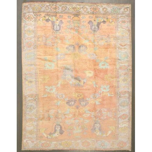 Vintage Anatolian Orange Mermaid Rug No. j4304