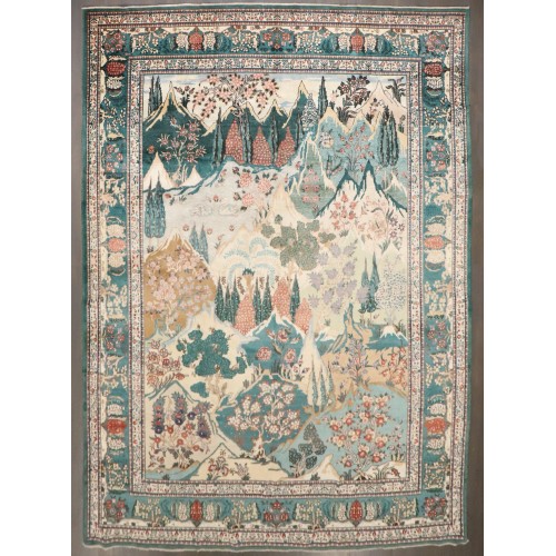 Landscape Vintage Persian Tabriz Rug No. j4307