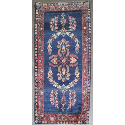 Blue Persian Indo Sarouk Small Rug No. j4345