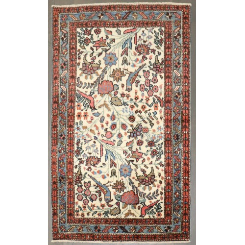 Ivory Bird Pictorial Persian Rug No. j4460