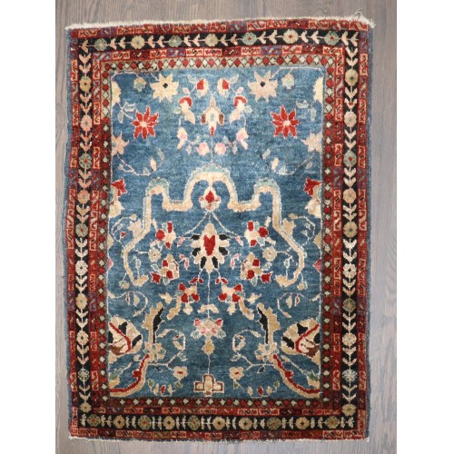 Blue Mini Sarouk Ferehan Antique Rug No. j4482