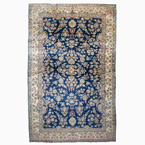 Oversize Manchester Wool Navy Persian Sarouk Rug No. j4505