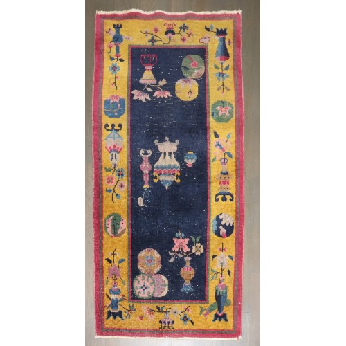 Worn Art Deco Chinese Rug No. j4509