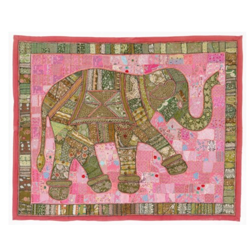 Indian Elephant Embroidery Tapestry Textile No. j4521