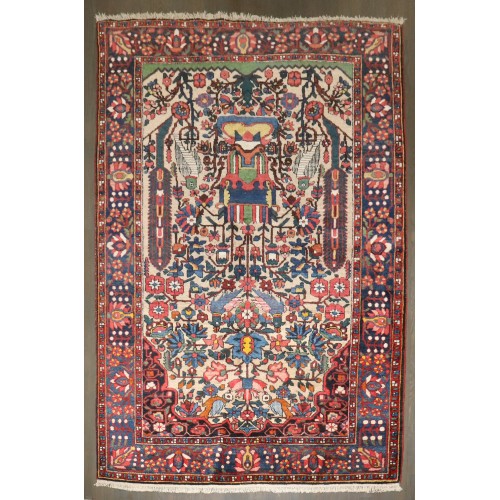 Ivory Antique Persian Bakhtiari Jewel Color Rug No. j4542