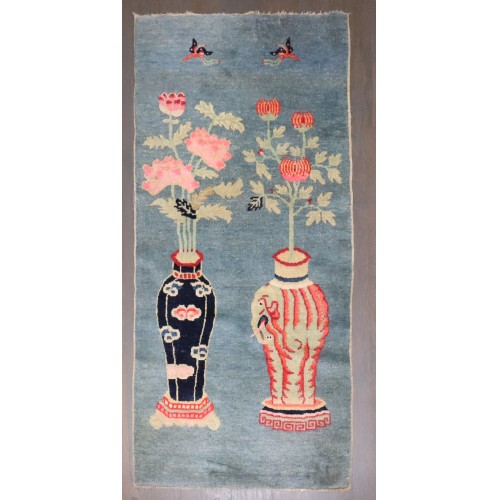 Light Blue Chinese Batou Small Rug No. j4553