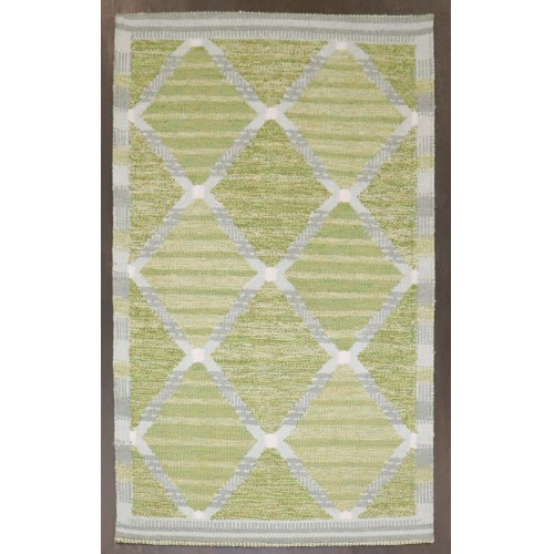 Modern Light Green Scandinavian Kilim No. j4573