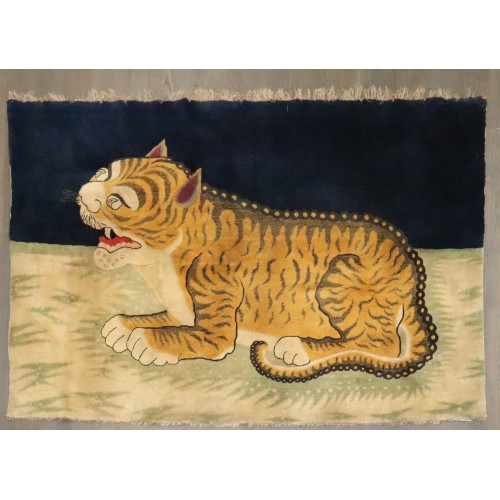 Rare Large Cheetah Antique Tibetan Rug No. j4643