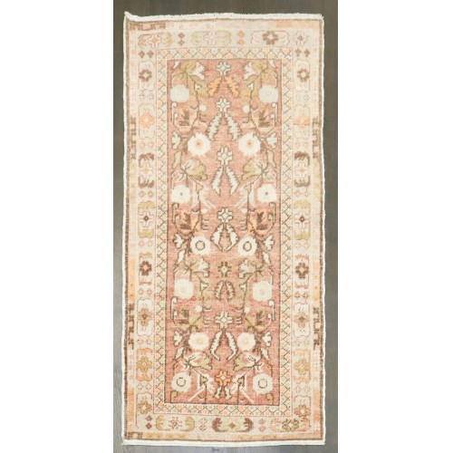 Peach Vintage Turkish Floral Small Rug No. j4688