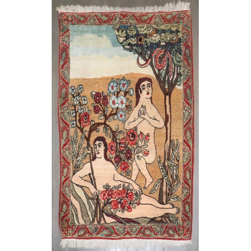 Adam Eve Lavar Kerman Pictorial Rug No. j4747