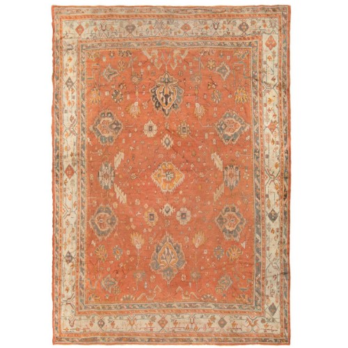 Pumpkin Orange Antique Square Large Oushak Rug No. j4783