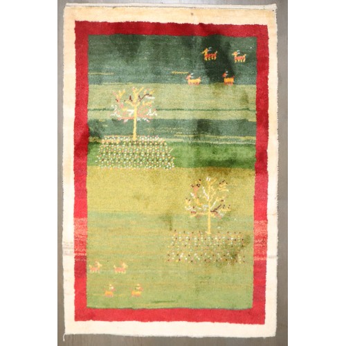 Bright Green Persian Gabbeh Rug No. j4797