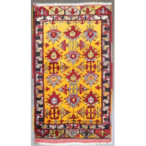 Antique Turkish Yellow Anatolian Yastik Rug No. j4819