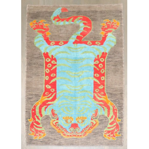 Contemporary Flayed Turkish Tiger Rug No. j4852