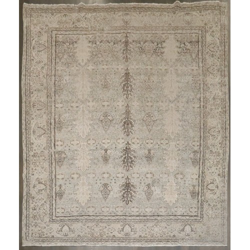 Antique Tabriz Botanical Distressed Rug No. j4868