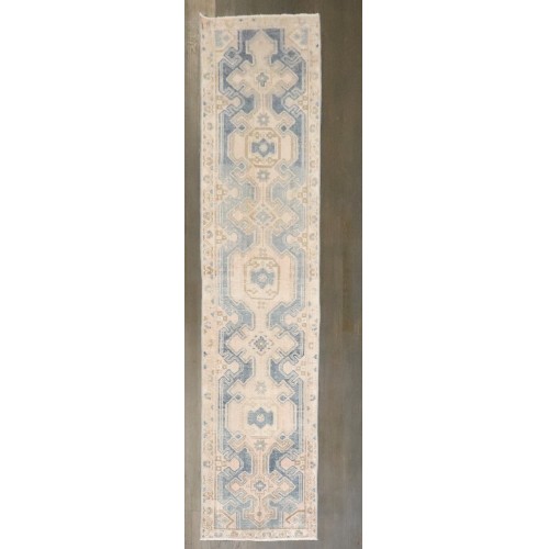 Vintage Persian Blue Cream Narrow runner No. j4901
