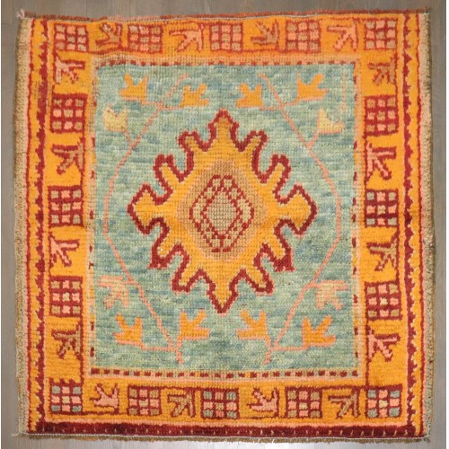 Square Blue Orange Antique Oushak Rug No. j4931