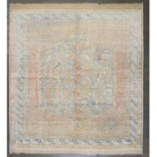 Square Peach Afshar Persian Rug No. j4939