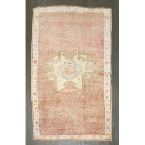 Vintage Turkish Kars Small Medallion Rug No. j4951