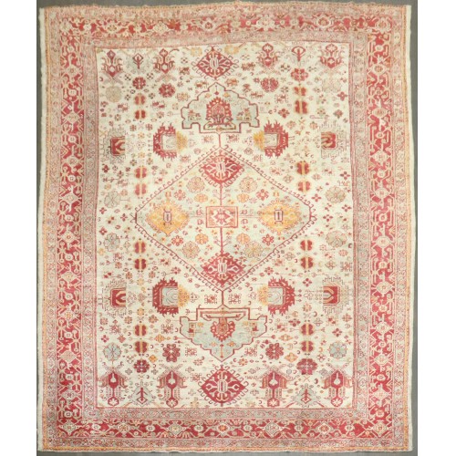 Angora Wool Ivory Oushak Rug No. j4970