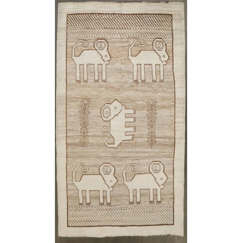 Modern Persian Gabbeh Sheep Ram Rug No. j4977