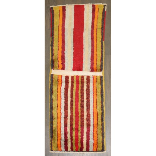 Colorful Turkish Vintage Konya Striped Small Rug No. j5038