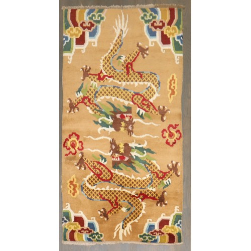 Vintage Dragon Tibetan Carpet No. j5114
