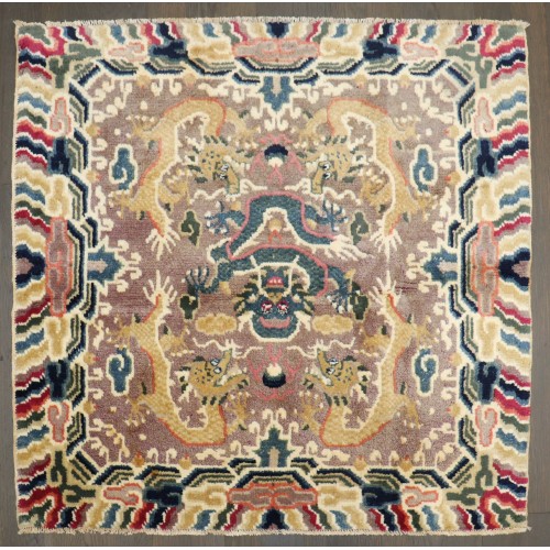 Mid Century Decorative Tibetan Dragon Rug No. j5129