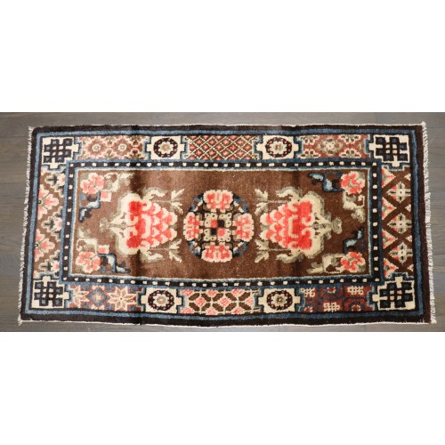 Brown Chinese Floral Peking Rug No. j5130