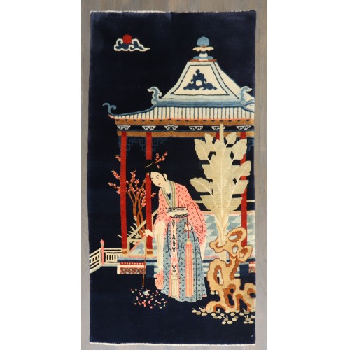 Chinese Baotou Pictorial Geisha Rug No. j5140
