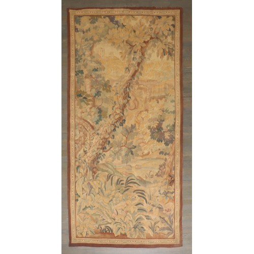 19th Century French Aubusson Verdure Tapestry Panel, Signed LK No. j5170