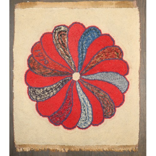  American Hooked Small Mini Rug Dated 1970 No. j5173