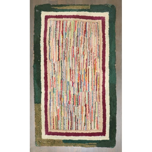 Striped American Hooked Baby Size Rug No. j5265