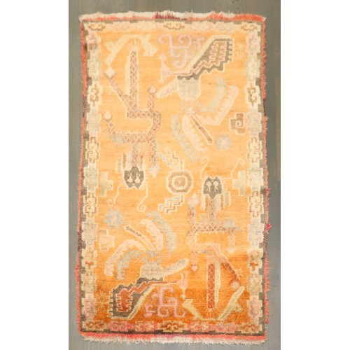 Orange Vintage Tibetan Rug No. j5291