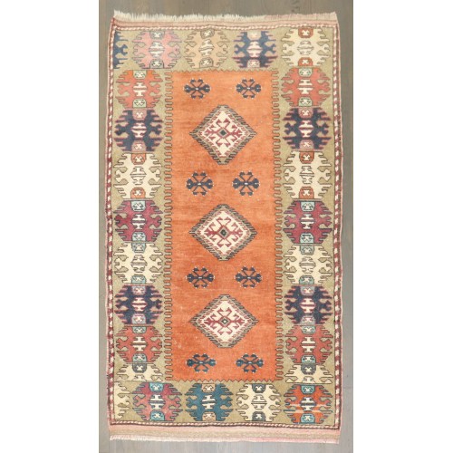 Vintage Pumpkin Color Anatolian Rug No. j5308