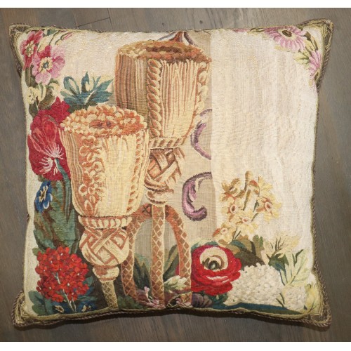 19th Century French Antique Aubusson Tapestry Pillow No. j5342