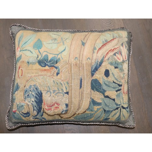 17th Century Flemish Tapestry Pillow with Silk Backing No. j5344