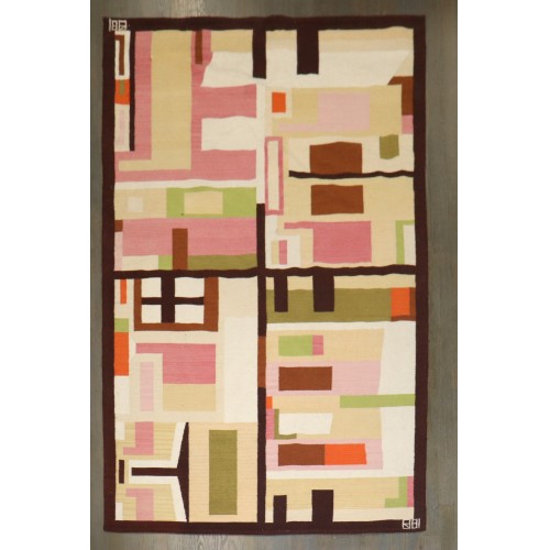Mid-Century Modern Swedish Style Geometric Abstract Tapestry No. j5347
