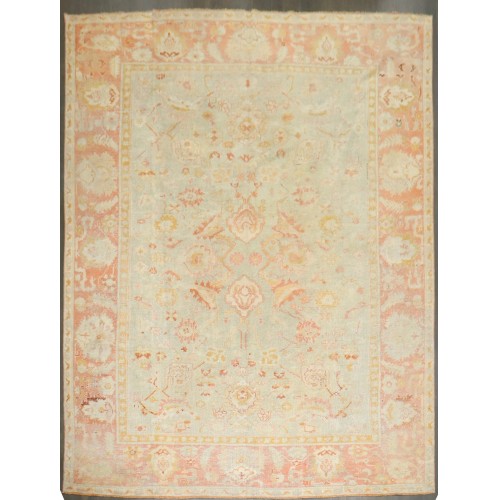Beautiful Soft Green Terracotta Antique Oushak Carpet No. j5384