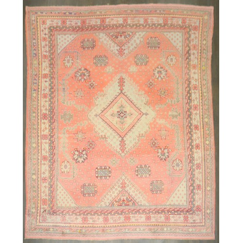 Large Antique Turkish Oushak in Salmon Pink  No. j5402