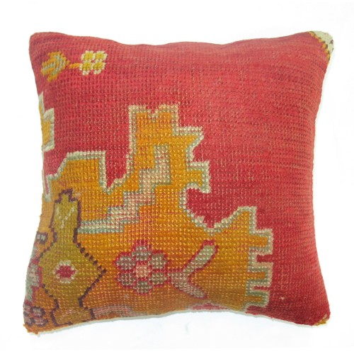 Red Antique Oushak Rug Pillow No. p1353