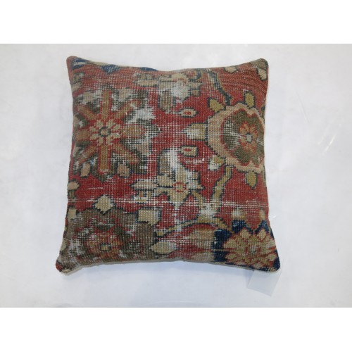 Worn Antique Persian Mahal Rug Pillow No. p2646